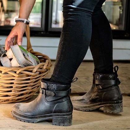 Damen Liberty Wasserdichte Gummistiefelette Schwarz