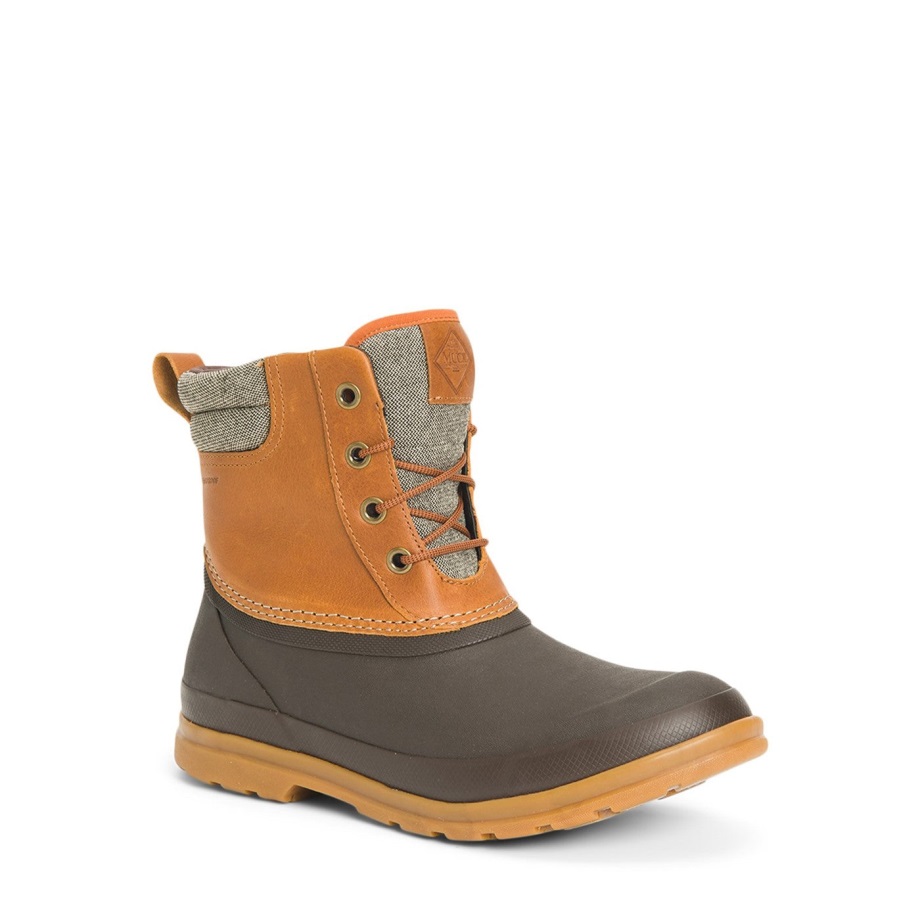 Herren Muck Originals Enten-Schnürstiefel Aus Leder Tan Muckboot