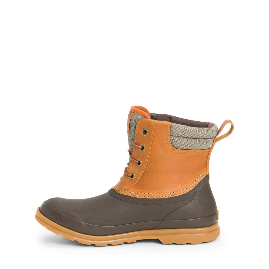 Herren Muck Originals Enten-Schnürstiefel Aus Leder Tan Muckboot