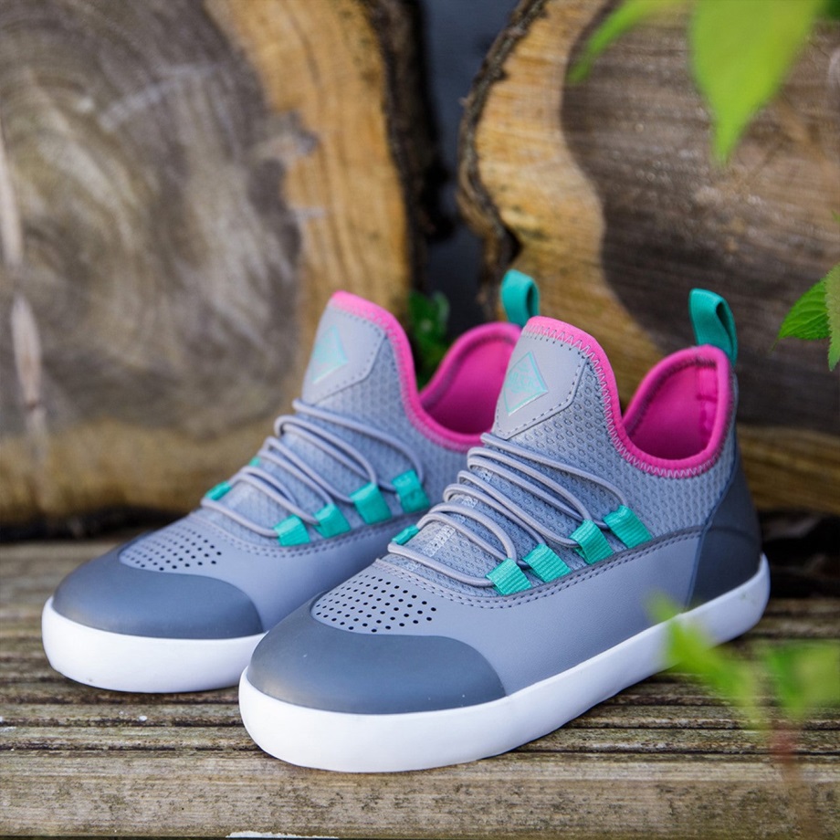 Muckboot Grau Pink Sommersonnenwende-Bungee-Schuhe Für Kinder