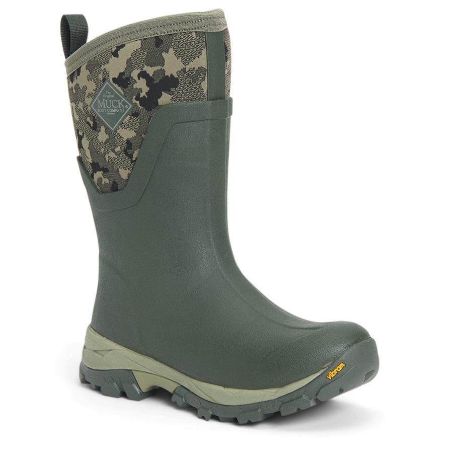 Damen Arctic Ice Vibram AG All Terrain Short Boots Moss Camo Print Muckboot