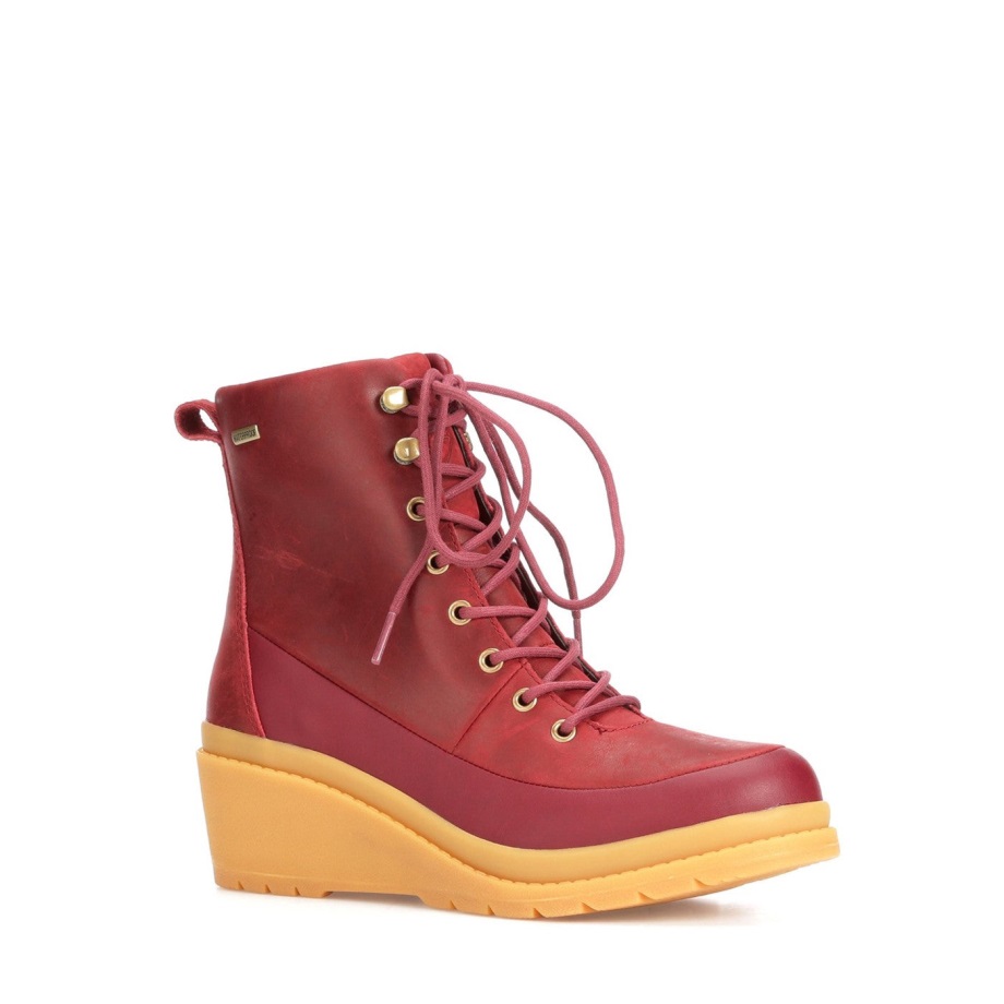 Liberty-Leder-Schnürstiefel Mit Keilabsatz Für Damen Distressed Cordovan Muckboot