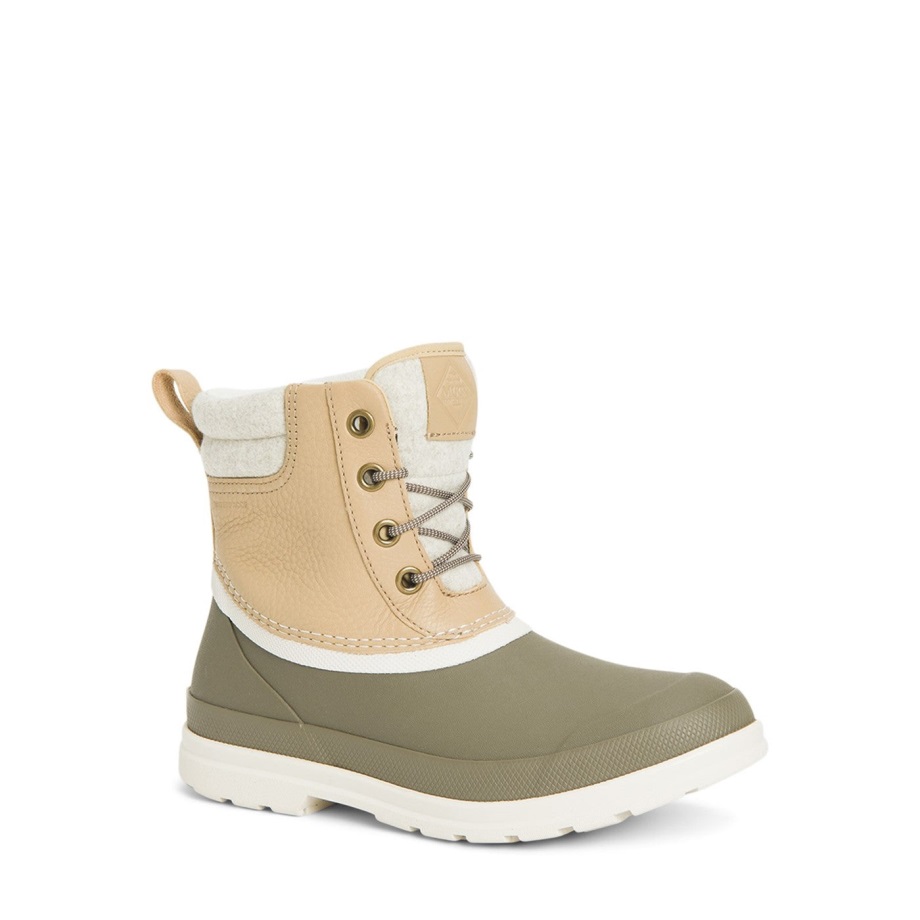 Damen Muck Originals Duck Schnürstiefel Aus Leder Muckboot Taupe