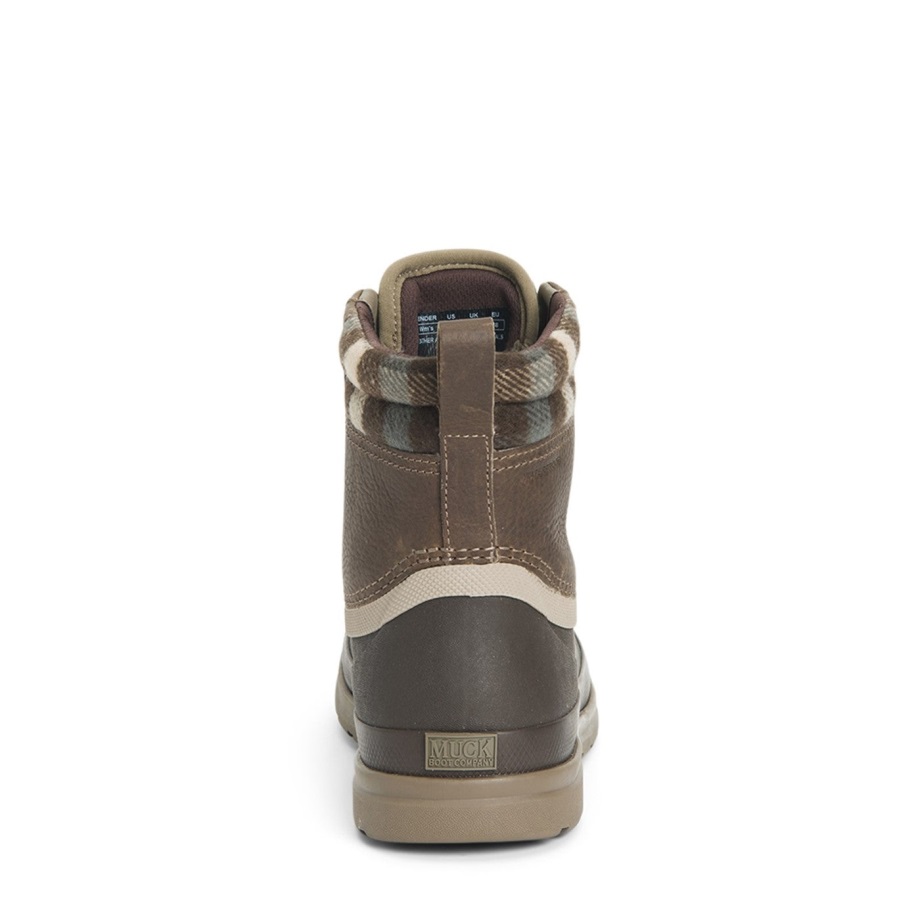 Muck Originals Damen-schnürstiefelette Aus Leder Mit Walnuss-karomuster Muckboot