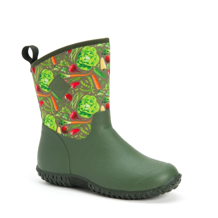 Rhs Muckster Ii Kurze Stiefel Für Damen Muckboot Grüner Vegetarischer Druck